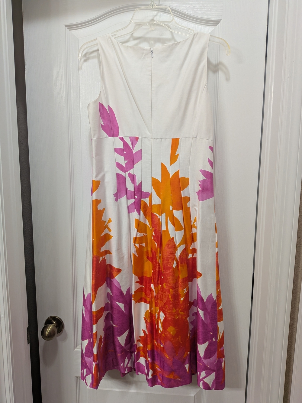 Jones New York White Floral Fit & Flare Dress - Pink & Orange Print - Picture 2 of 7